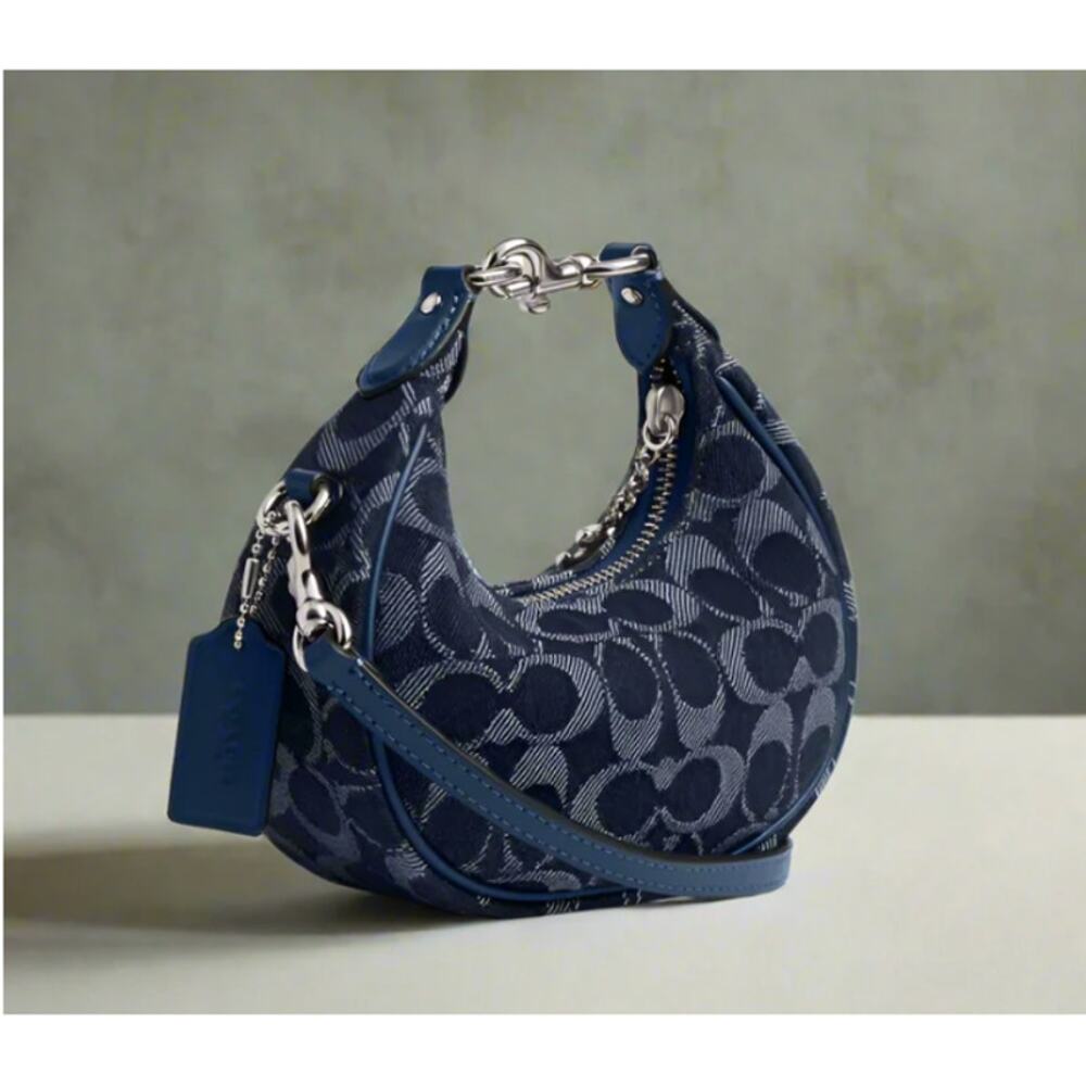 Coach Jonie Bag CAO04 Signature Denim Deep Blue Multi Crossbody Wristlet - Picture 13 of 13